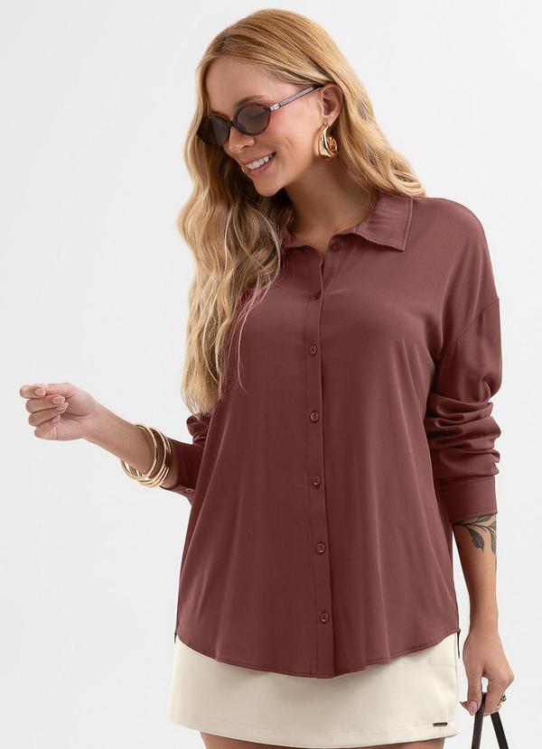 Camisa em Viscose com Elastano Marrom