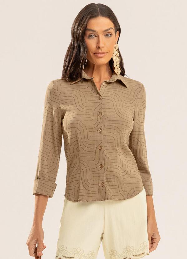 Camisa em Viscose com Elastano Marrom