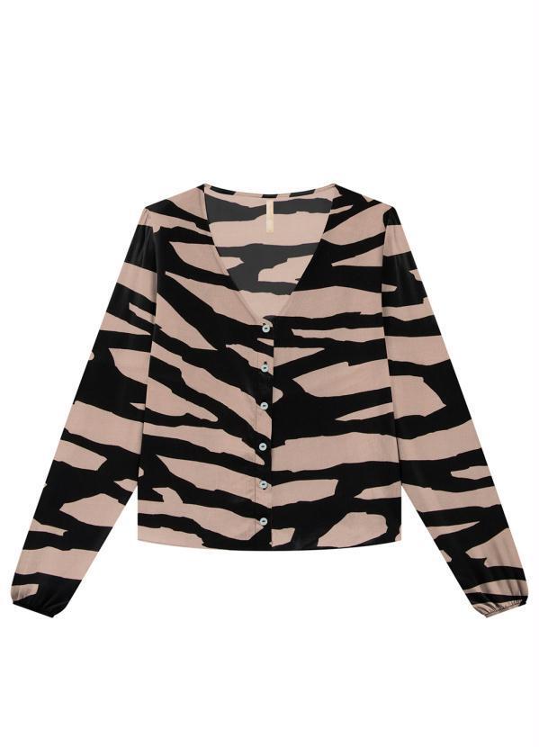 Vista 2 Camisa em Viscose com Manga Bufante Preto Lunender Lunender