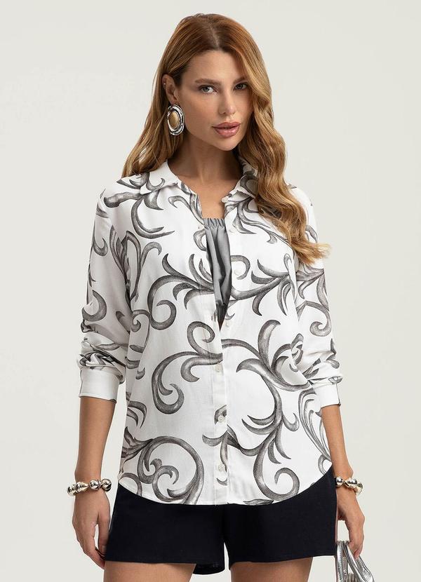 Vista 2 Camisa em Viscose Preto Gris Gris