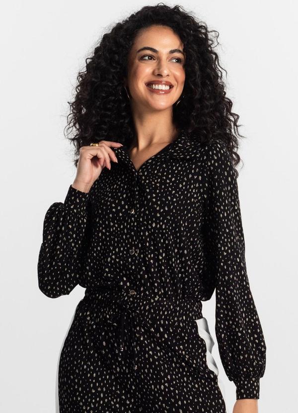 Vista 2 Camisa Estampada Feminina Preto