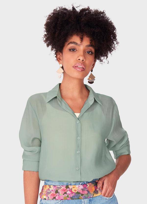 Camisa Femina Tradicional em Liocel Verde Menta