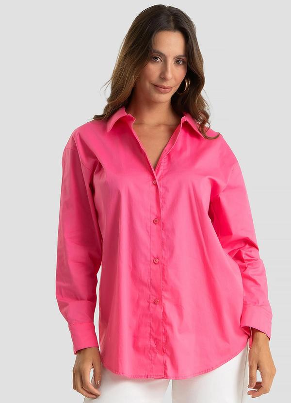 Camisa Feminina Aberta e Laços nas Costas Rosa