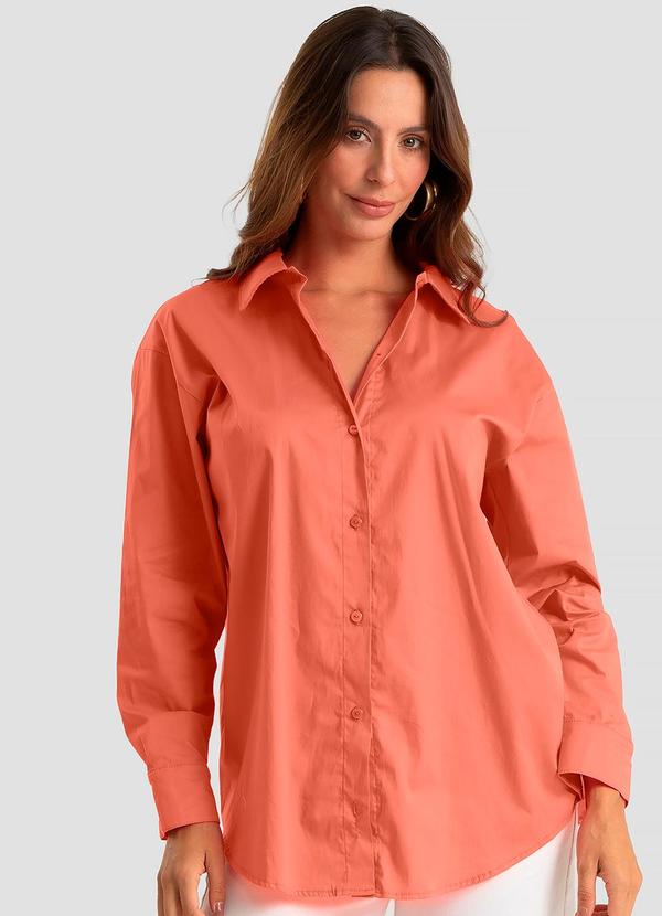 Camisa Feminina Aberta Laços nas Costas Laranja