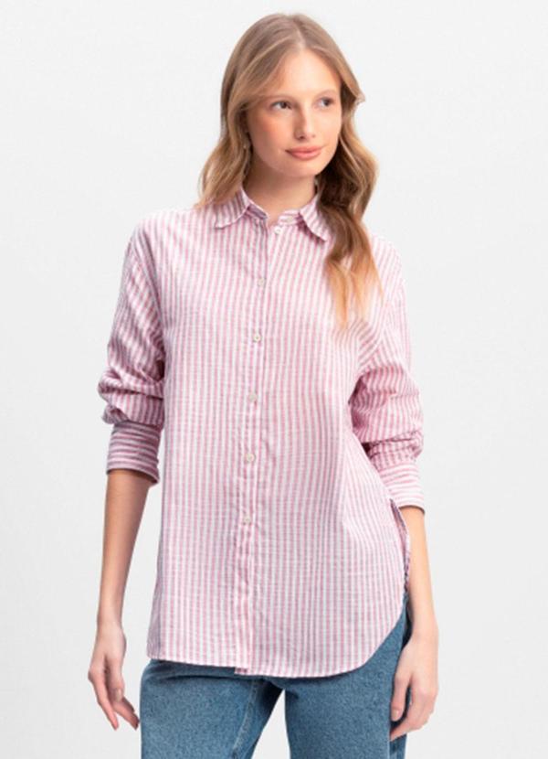 Vista 2 Camisa Feminina com Botões Rosa Essendi Essendi
