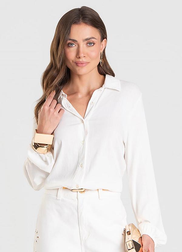 Vista 2 Camisa Feminina de Tecido Bege Dianna Dianna