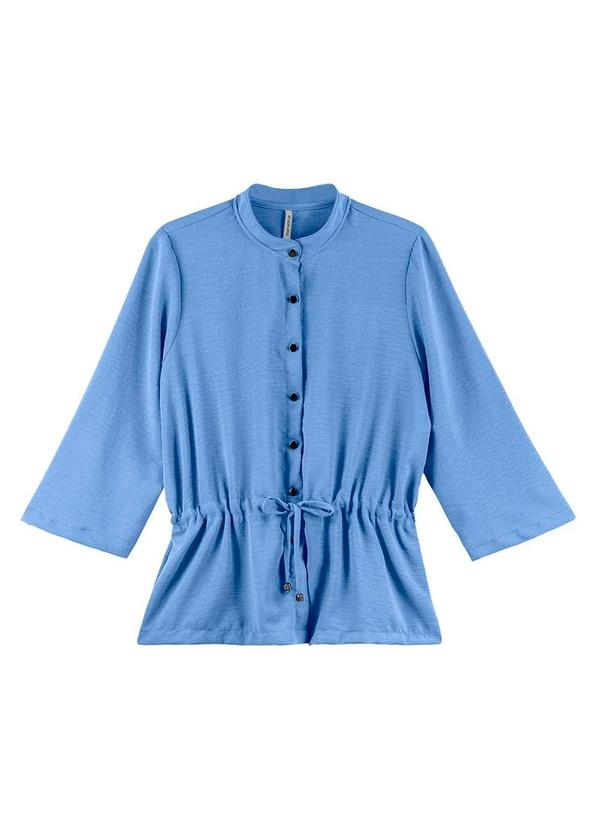 Camisa Feminina em Tecido com Botões Azul