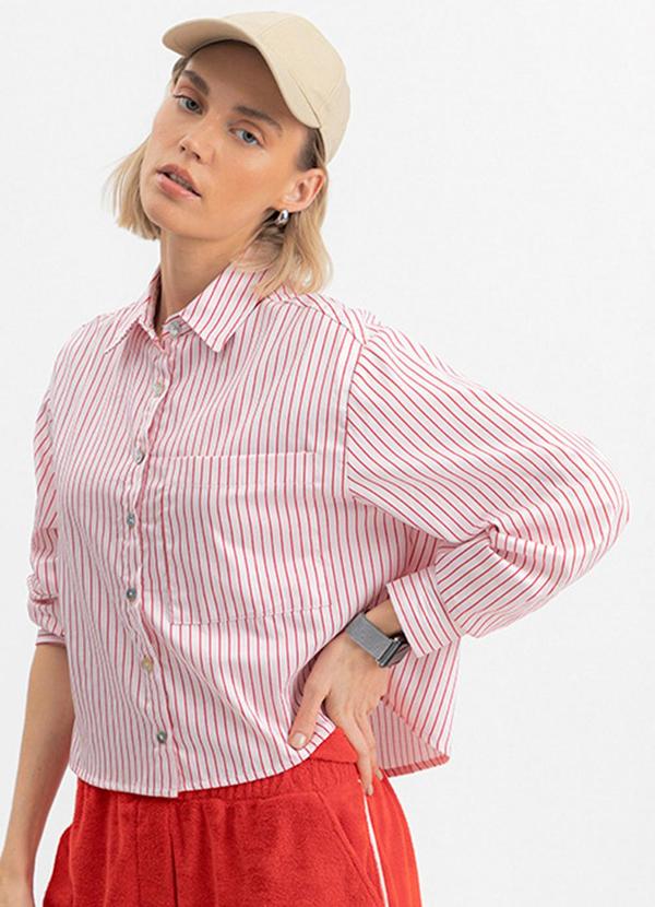 Camisa Feminina Listrada Vermelho