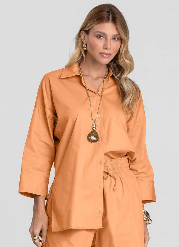 Camisa Feminina Manga 7/8 Laranja