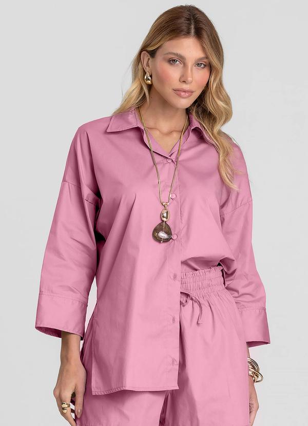 Camisa Feminina Manga 7/8 Rosa