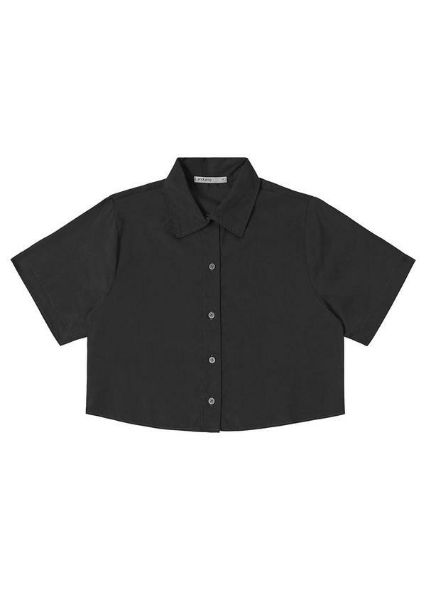 Camisa Feminina Manga Curta com Gola Preto