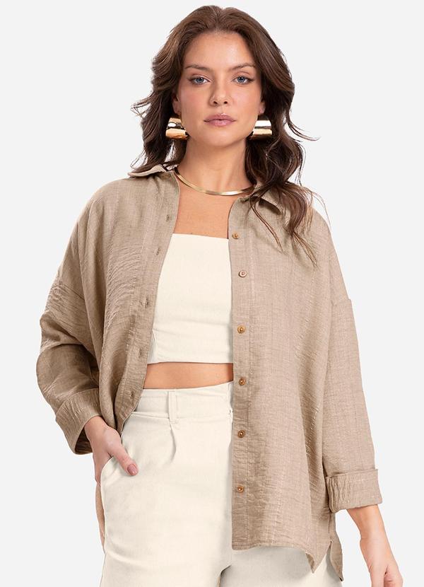 Camisa Feminina Manga Longa Marrom
