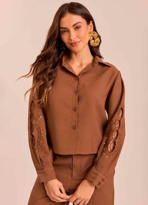 Camisa Jardim Decor em Alfaiataria Marrom
