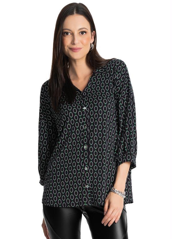 Camisa Manga 7/8 Feminina Preto