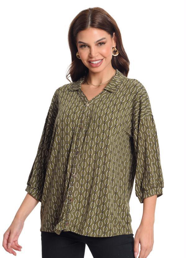 Camisa Manga 7/8 Feminina Verde
