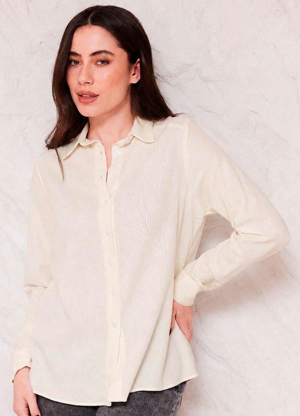 Camisa Manga Longa em Linho Sunset Branco