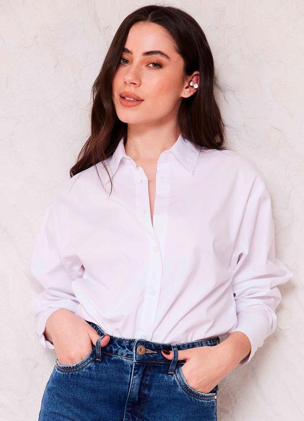Camisa Manga Longa em Tricoline Sunset Branco