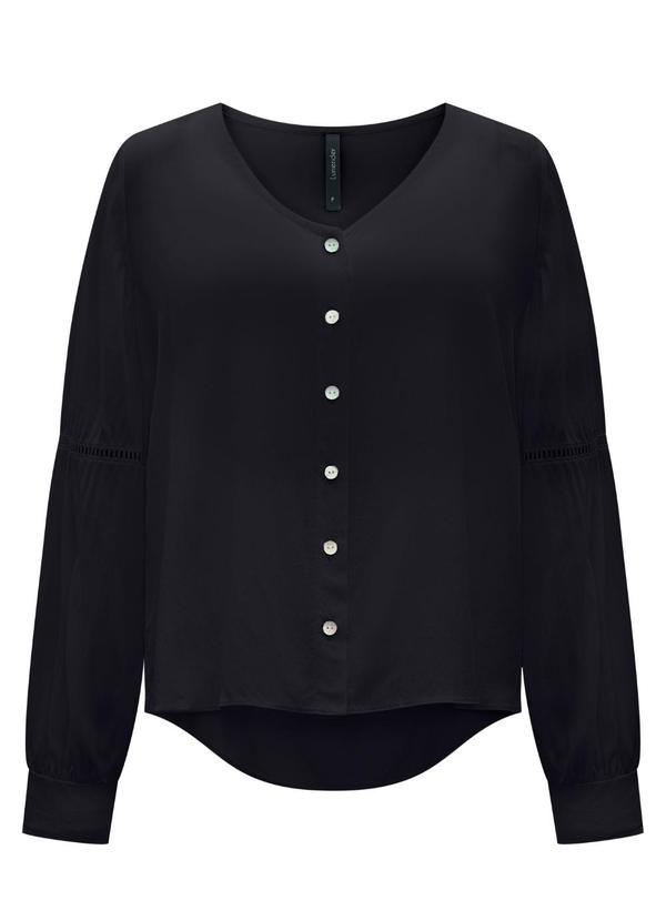 Camisa Mullet com Mangas Longas Preto
