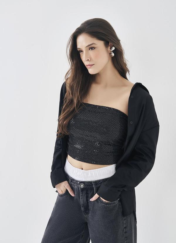 Camisa Oversized em Tricoline Preto