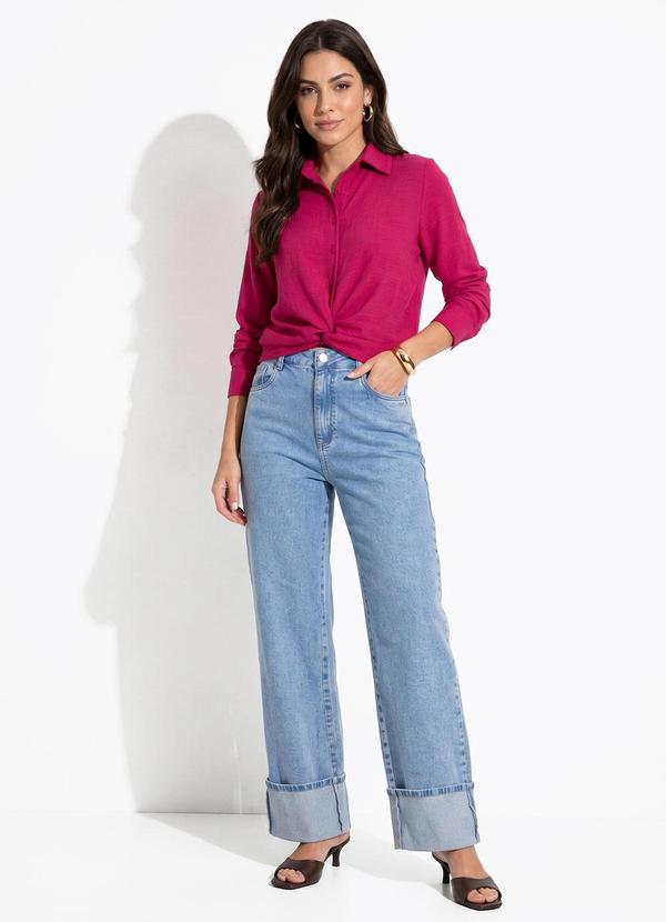 Vista 2 Camisa Pink em Crepe Plano Quintess Quintess