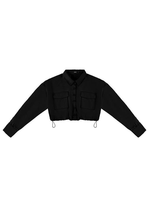 Vista 2 Camisa Preto Cropped Sarjada Enfim Enfim