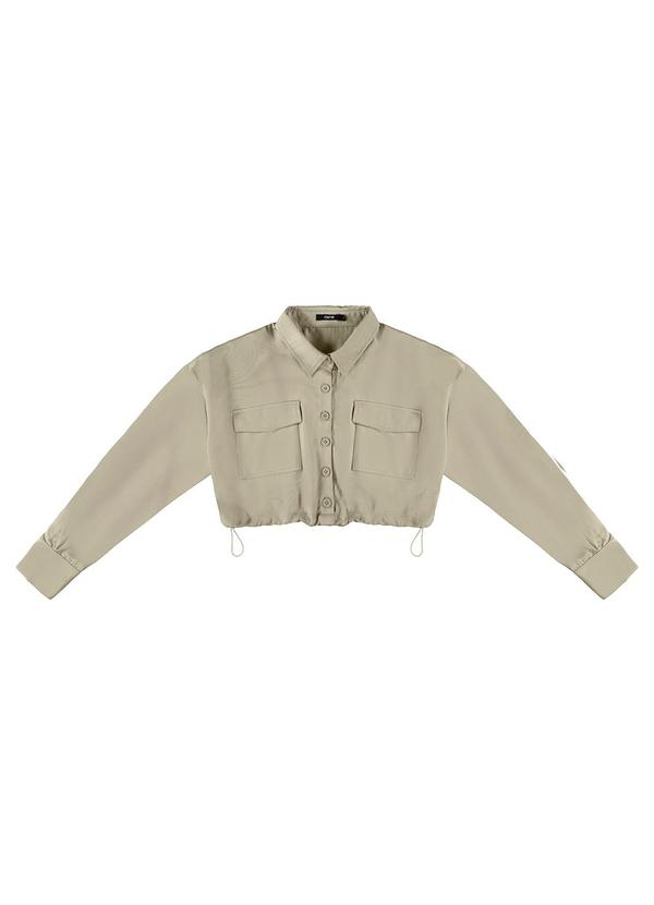 Vista 2 Camisa Taupe Cropped Sarjada Enfim Enfim