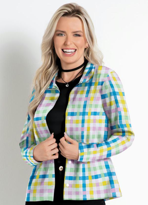 Camisa Xadrez Colorido com Abertura em Botões