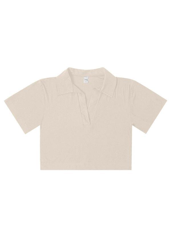 Vista 2 Blusa Feminina Manga Curta em Visco Bege Rovitex Rovitex