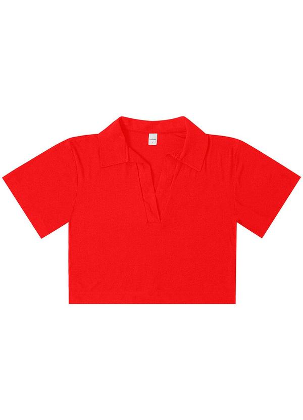 Vista 2 Blusa Feminina Manga Curta em Visco Laranja Rovitex Rovitex