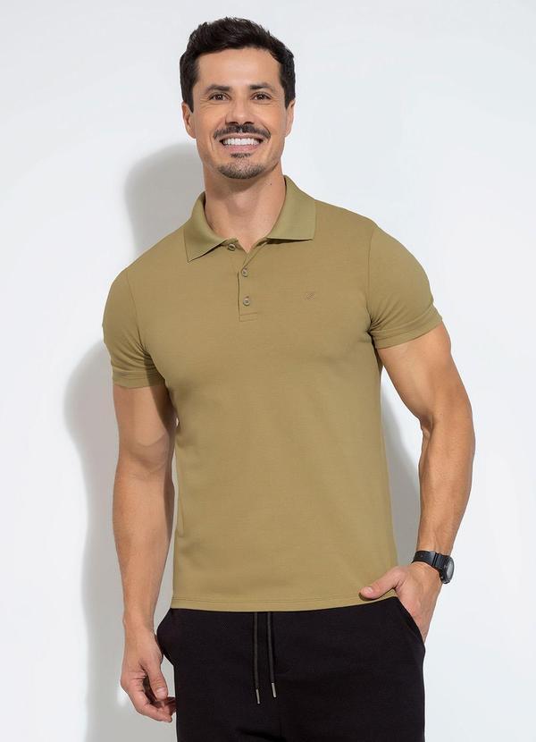 Camisa Polo em Algodão Bege