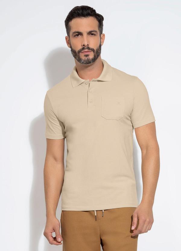 Camisa Polo em Algodão Bege