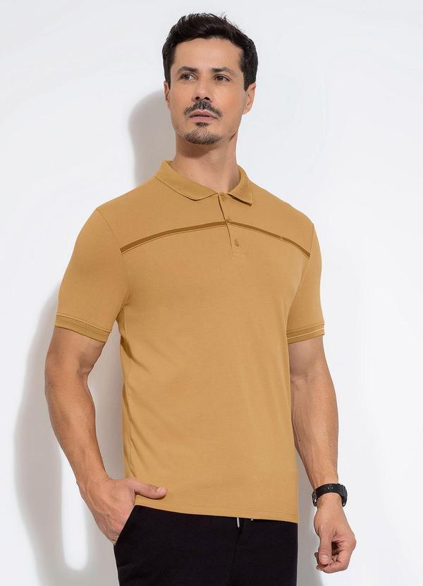 Camisa Polo em Algodão Bege