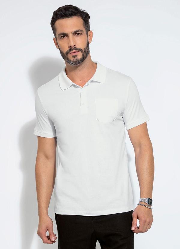 Vista 2 Camisa Polo em Algodão Branco Exco Exco