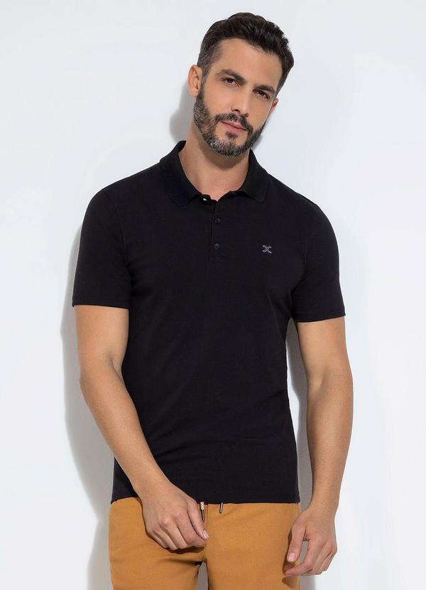 Camisa Polo em Algodão Preto