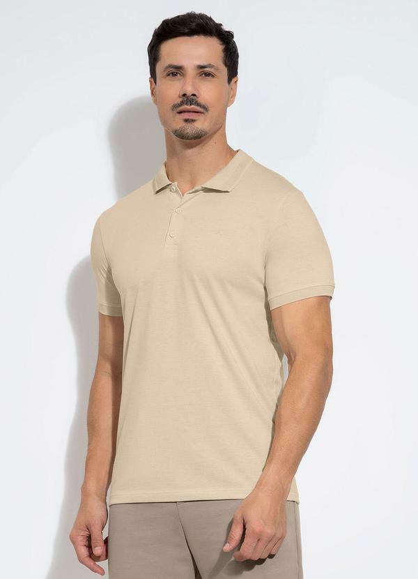 Camisa Polo em Malha Bege
