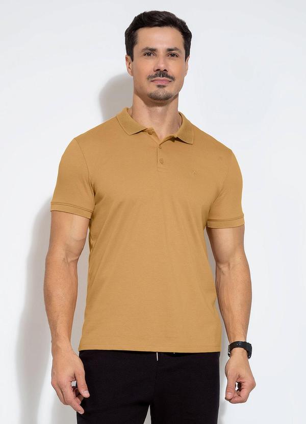 Vista 2 Camisa Polo em Malha Bege Exco Exco