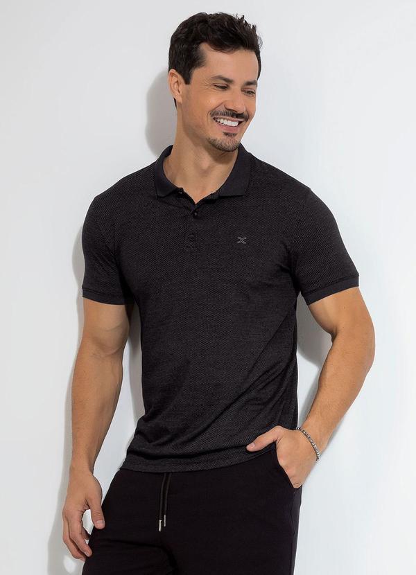 Vista 2 Camisa Polo em Malha Preto Exco Exco