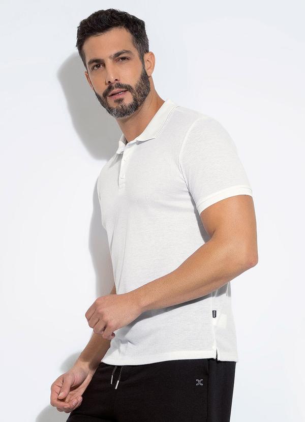 Camisa Polo em Malha Texturizada Branco