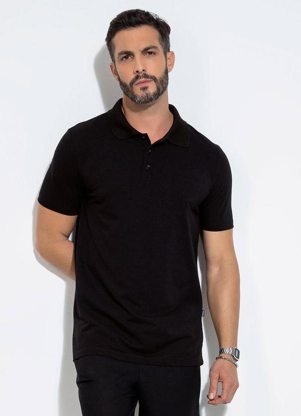 Camisa Polo em Piquet Preto