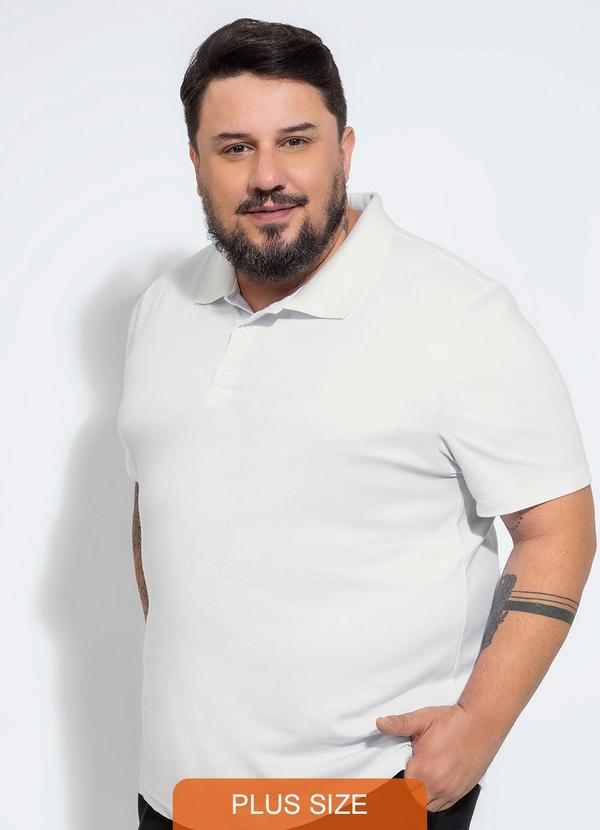 Camisa Polo Plus em Algodão Branco