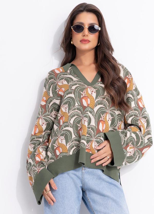 Vista 2 Casaco Polo Tricot Jacquard Banana da Terra Bege FARM FARM