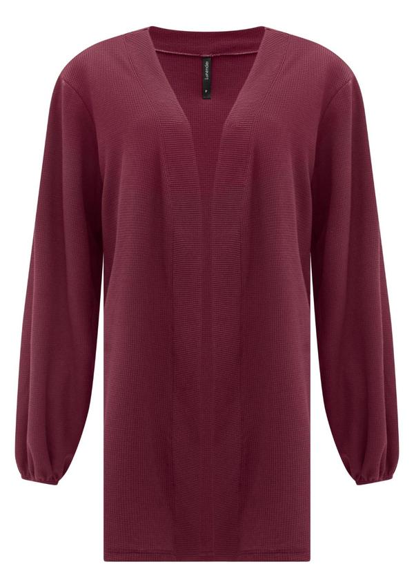 Cardigan Alongado em Malha Texturizada Bordo