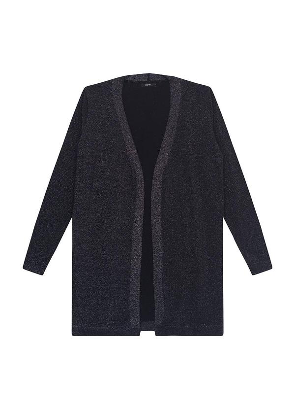 Cardigan Alongado em Tricot Lurex Preto