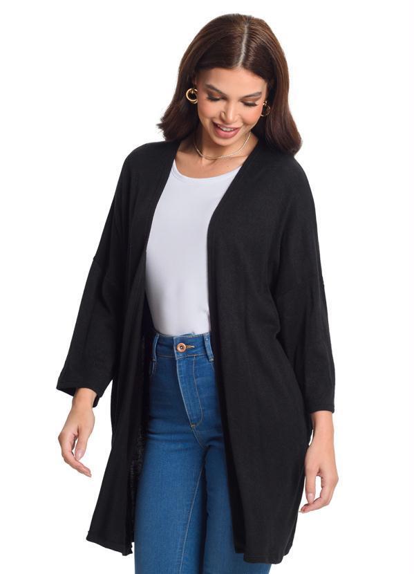 Vista 2 Cardigan Alongado Preto Rovitex Rovitex