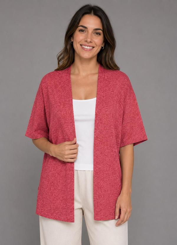 Vista 2 Cardigan Alongado Vermelho Rovitex Rovitex