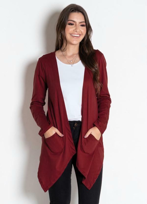 Vista 2 Cardigan Assimétrico Bordô bonprix bonprix