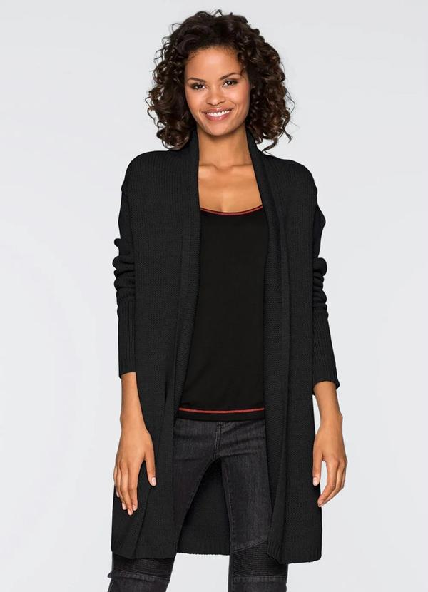 Vista 2 Cardigan de Tricô Preto bonprix bonprix