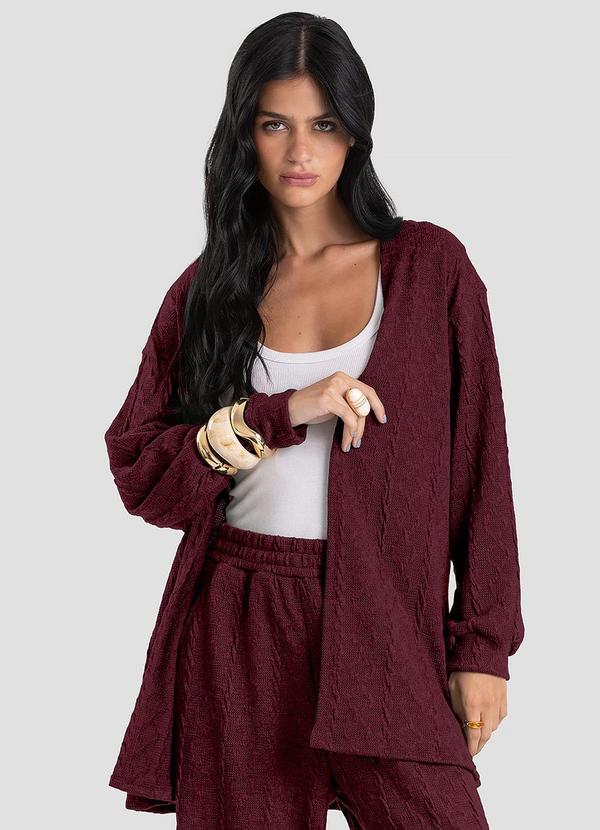 Cardigan em Malha Tricot Rustic Vermelho