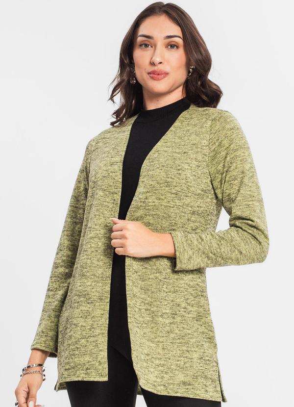Vista 2 Cardigan Feminino Alongado Amarelo INFINITA COR INFINITA COR