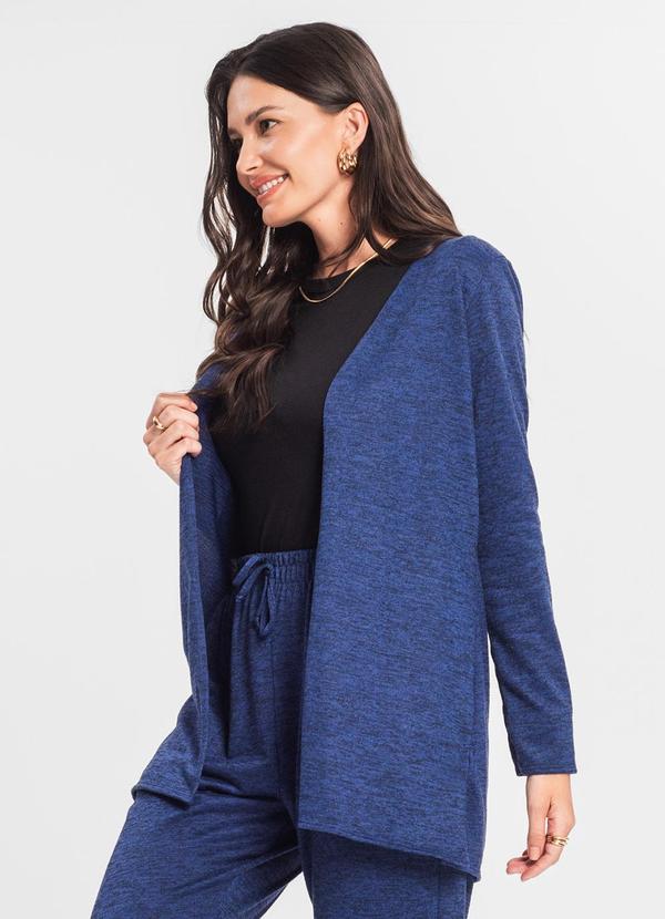 Vista 2 Cardigan Feminino Alongado Azul INFINITA COR INFINITA COR